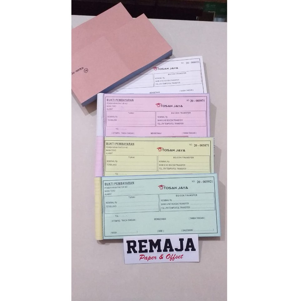 

Cetak Nota NCR 4 ply custom per 1rim tinta 1warna