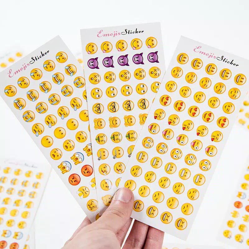

3 Lembar Emoji Stiker untuk Dekorasi Diary/Scrapbook/DIY