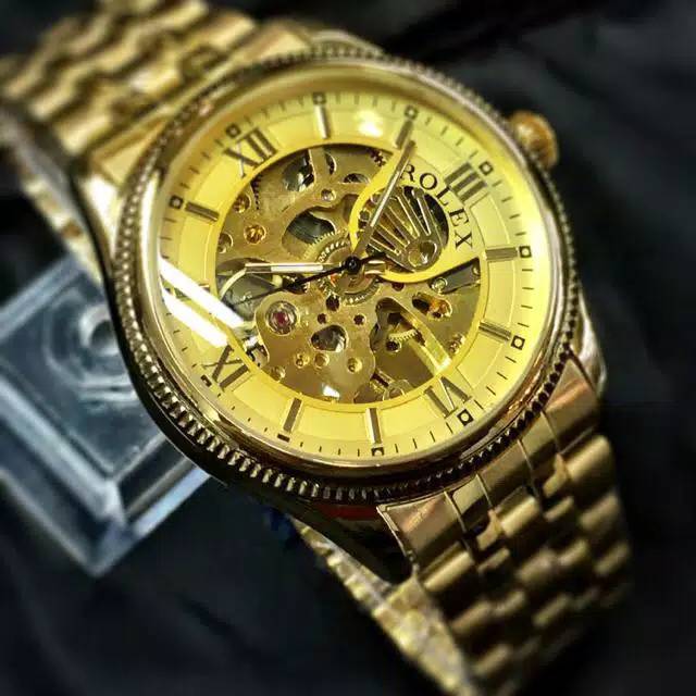 Jam Tangan Rantai Pria Rolex Chain gold | Rolex | Mesin otomatis tanpa batrai | Analog |