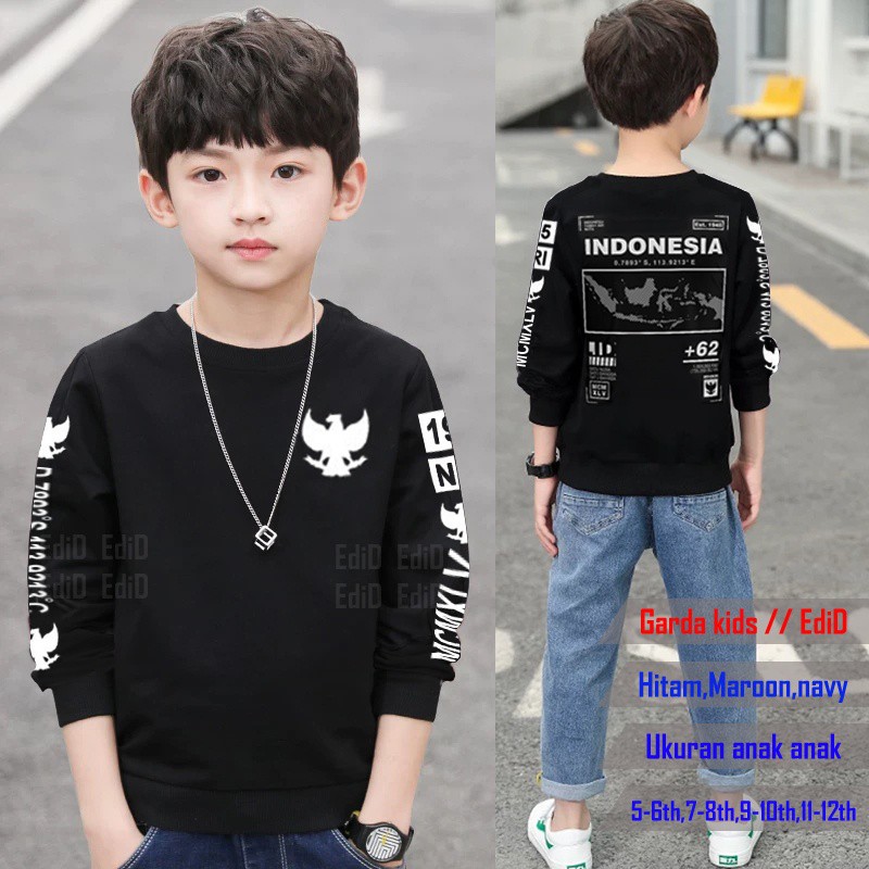 TOTOTAshop.Baju kids GARUDAZP,Bahan babyterry motif sablon depan belakang tangan.real picture.