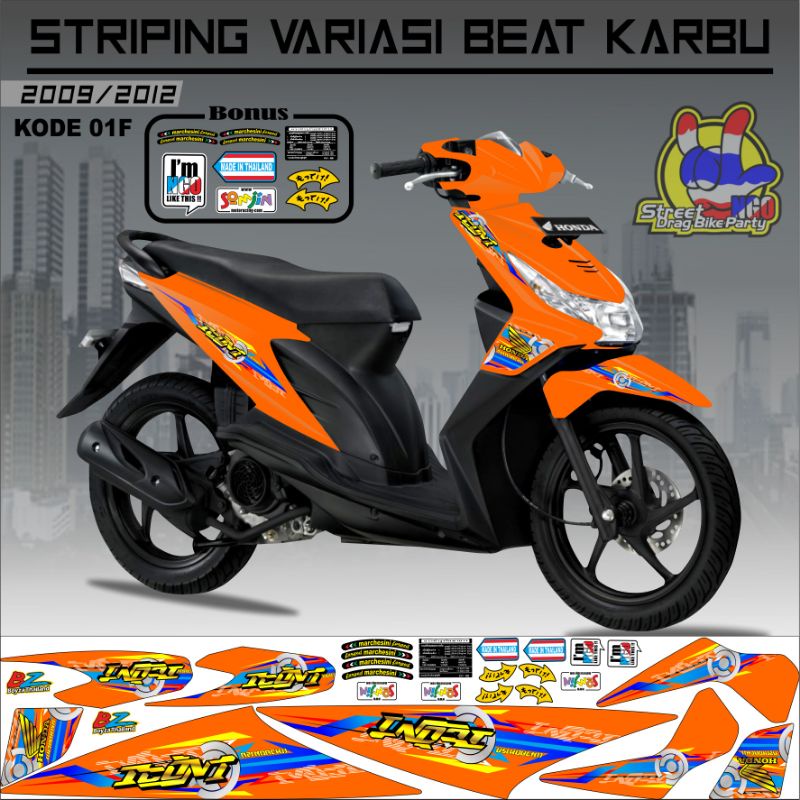 Striping Beat Karbu 2008 2009 2010 2011 2012 Variasi Sticker Stiker Skotlet Lis Motor Lis Body