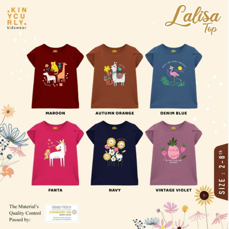 Lalisa top/Kaos anak perempuan 2-8Th/Kaos kinycurly