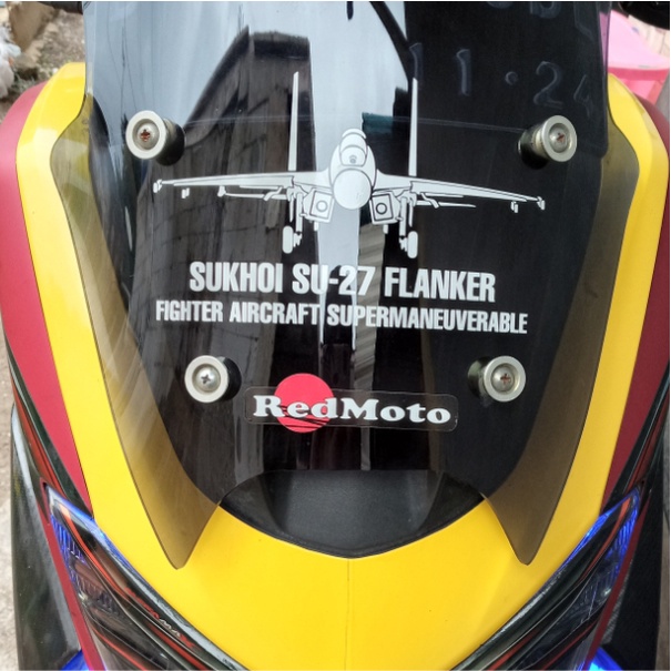 Cutting Stiker Pesawat Sukhoi Variasi Motor Mobil Sticker Timbul Keren Nyala Dasbor Spakbor Visor Body Kaca Helm Laptop Hologram Reflective Tahan Air Bodi Samping Nama Jepang Scoopy Vario Beat NMAX PCX Vespa Aesthetic Pickup Anime Windshield Kustom Modif