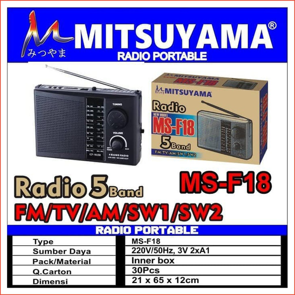 Mitsuyama Radio Portable F-18 AM-FM Baterai dan Listrik