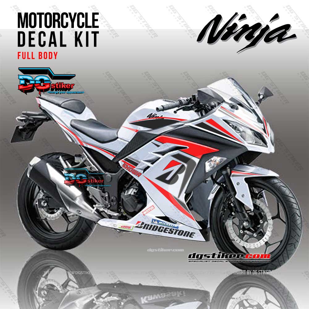 Decal Striping Ninja 250 FI Putih Bridgestone DG Stiker