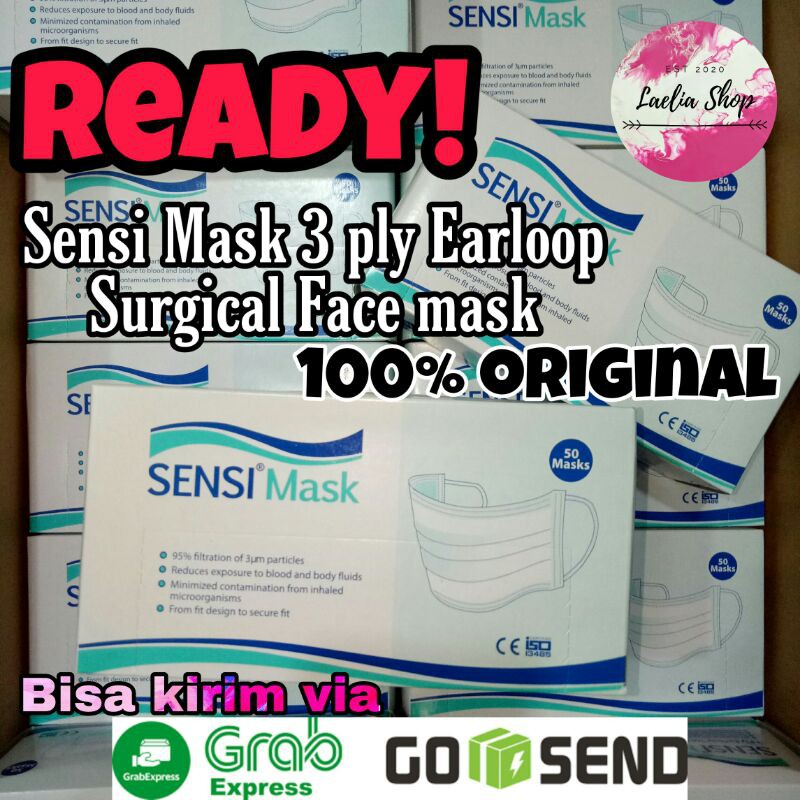 Masker Sensi Mask Ply Earloop Surgical Face Mask Original Asli Isi Pcs Warna Hijau Shopee