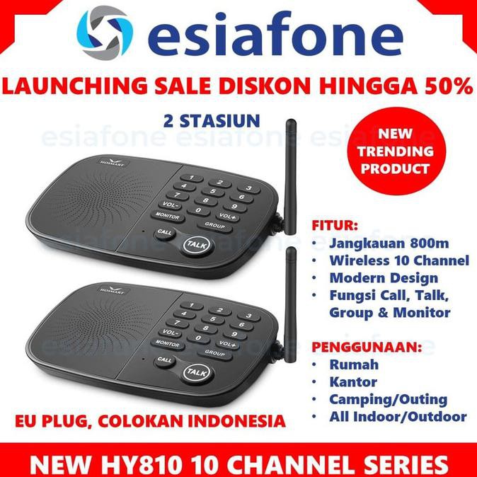 Hosmart Wireless Intercom Fm 10Ch Interkom Interphone Hy810 2 Stasiun
