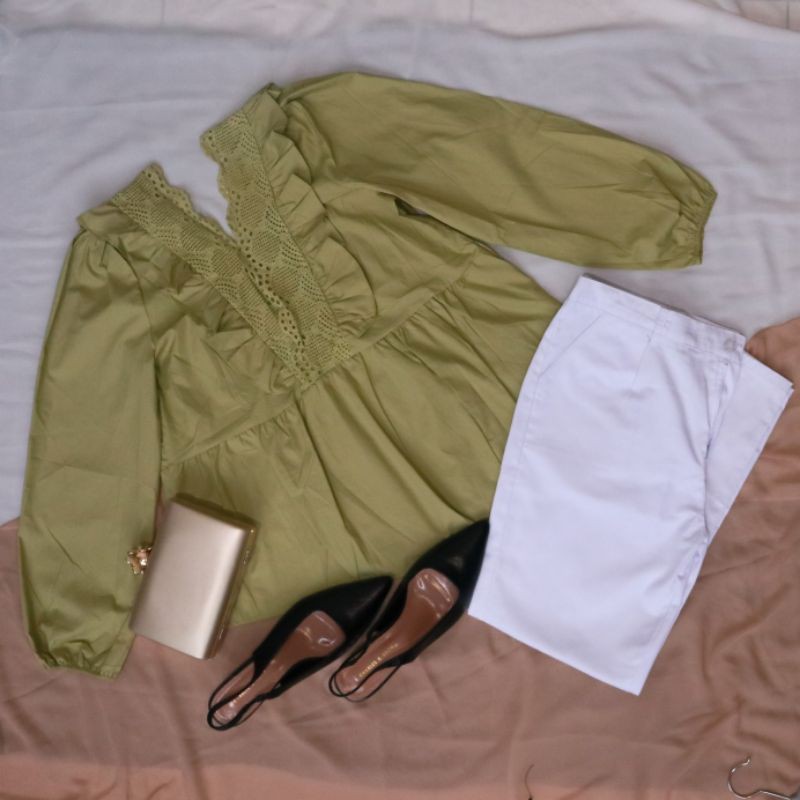 blouse wanita korea/blouse import bangkok/blouse wanita/lilac blouse/baju muslim/import blouse wanit