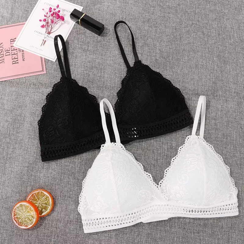 Tmall88 Bra Pakaian Dalam Wanita Renda Deep V-Leher Dibungkus Dada Lingerie Seksi