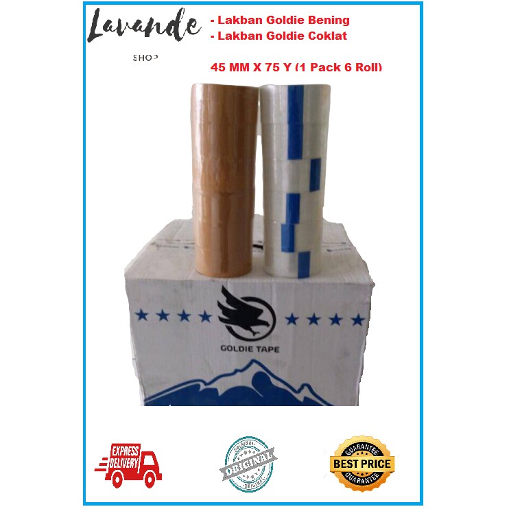 LAKBAN BENING &amp; LAKBAN COKLAT  2” 45 MM x 72 YARD/ GOLDIE TAPE OPP LAKBAN ECERAN