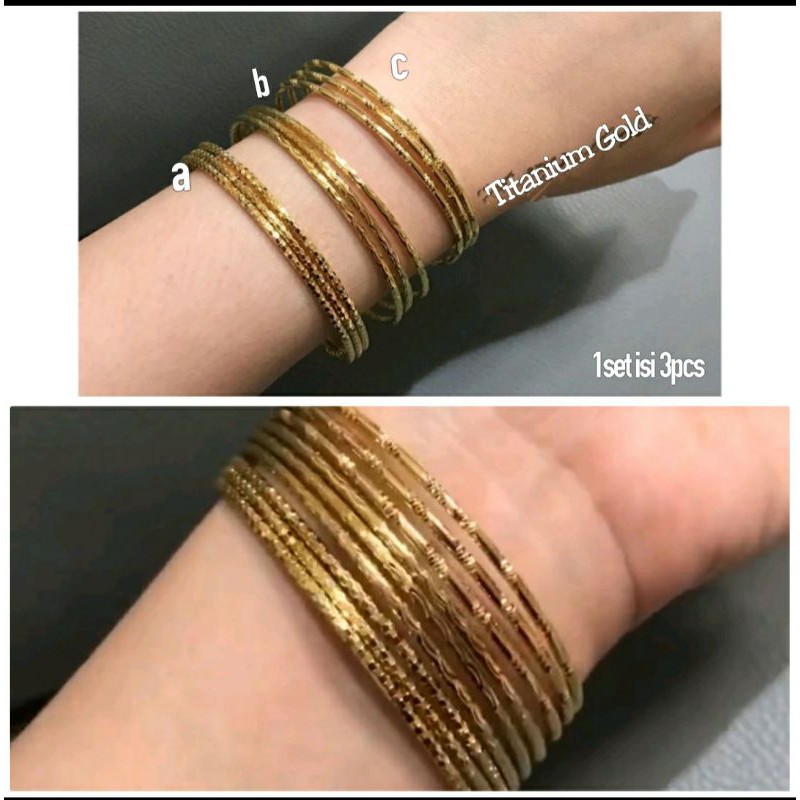 Gelang keroncong Titanium Stainless steel asli Premium Quality Anti karat anti alergi Gk6