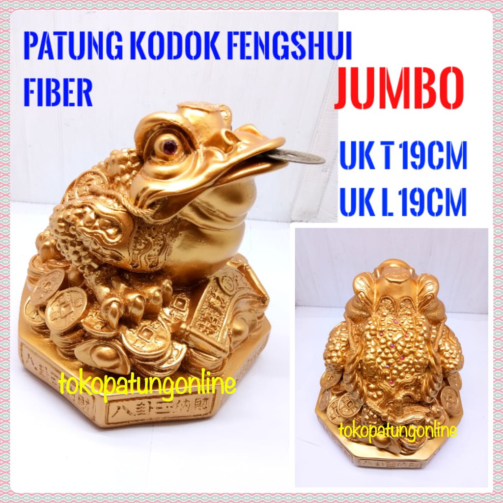 Patung Kodok Super Jumbo Fiber Emas T19B