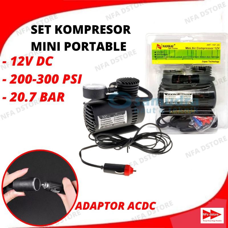 Set Kompresor Mini + Adaptor Ac Dc Bisa Colok Pln