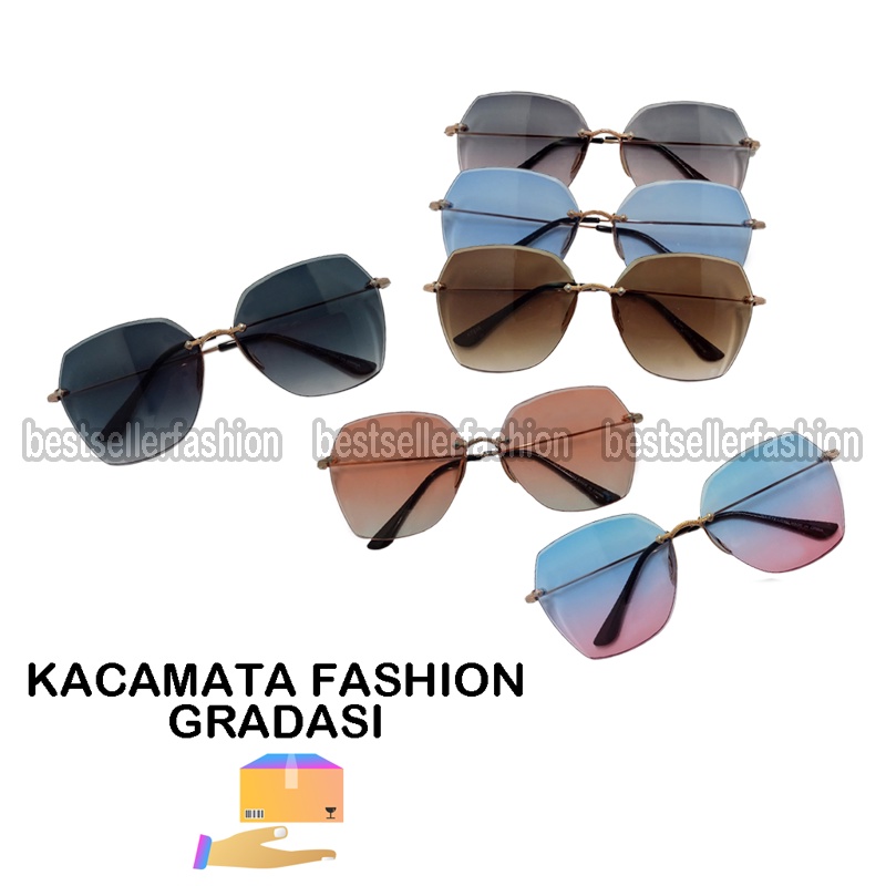 Lady kacamata hitam baru/Kacamata hitam tanpa bingkai/Kacamata hitam/sunglasses/uv400 kacamata fashion wanita pria kacamata gaya korea style kacamata outdoor fashion seleb