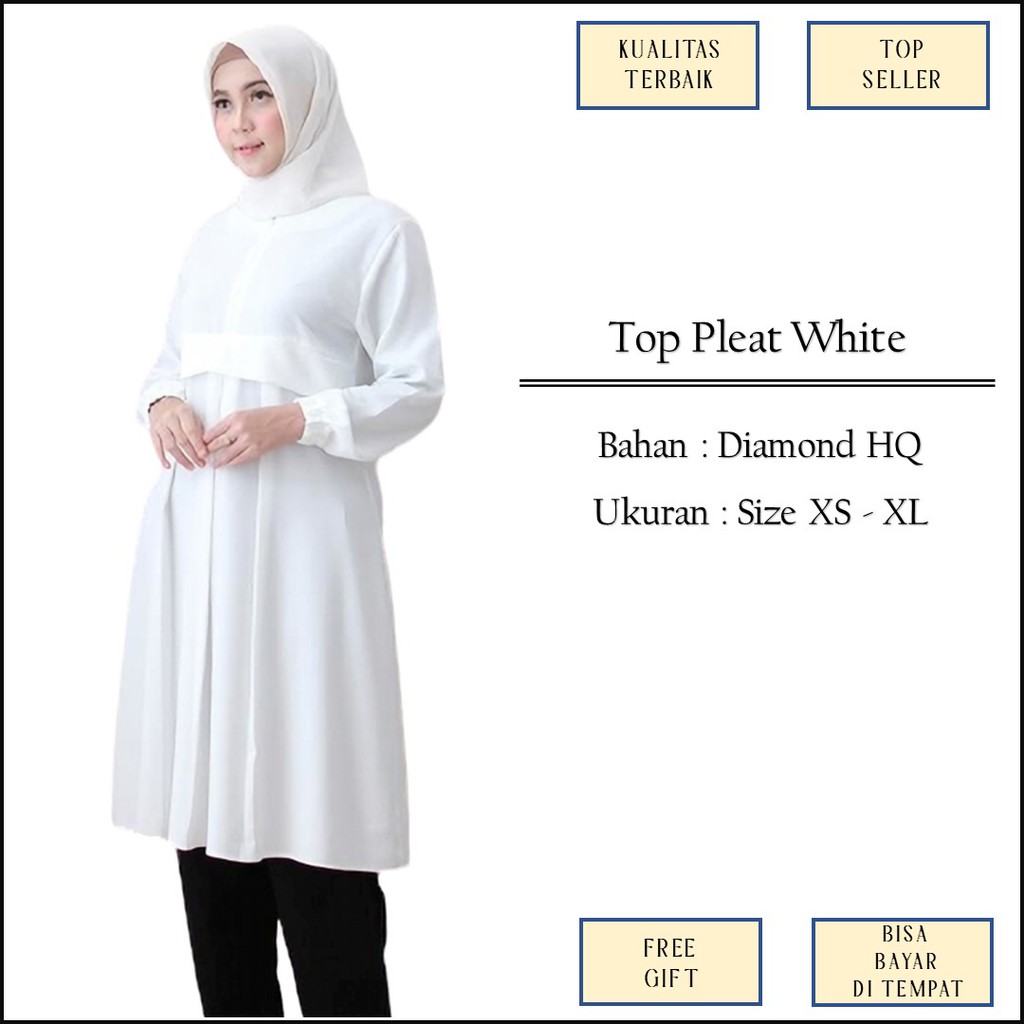 Atasan Tunik Tunic Broken White Putih Tulang Busui Friendly Bahan Diamond Polos Size XS XL M1150