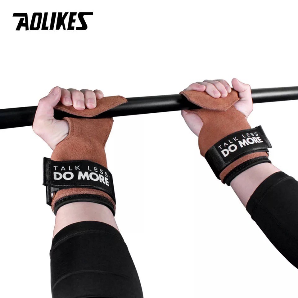 AOLIKES 7632 Leather Brown Wrist Support Wrap / Wristband - Deker Strap Kulit Pergelangan Tangan