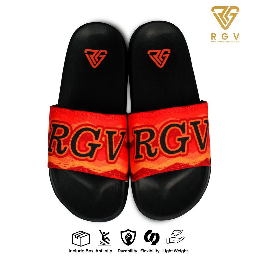 RGV - SANDAL PRIA DAN WANITA SLIDE SLIP ON SENDAL ANTI LICIN RINGAN SELOP ORANGE PATTREN