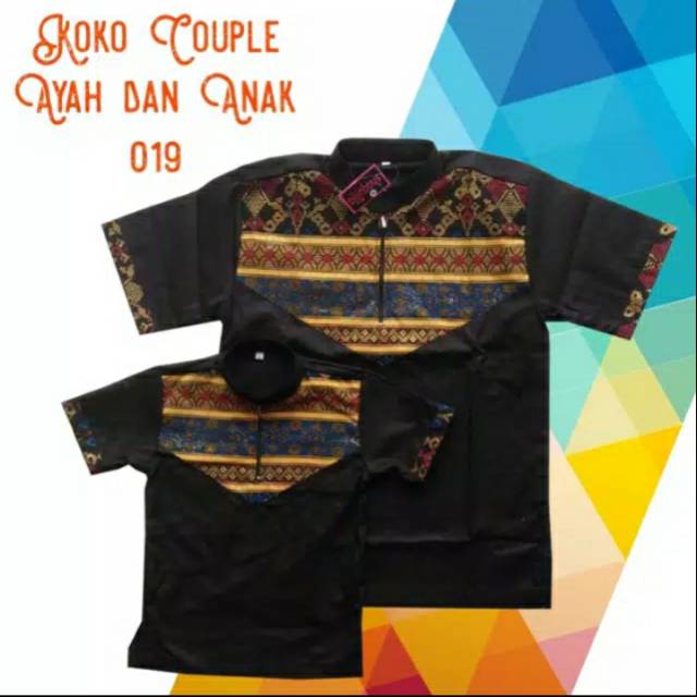 Baju Koko couple ayah dan anak hitam