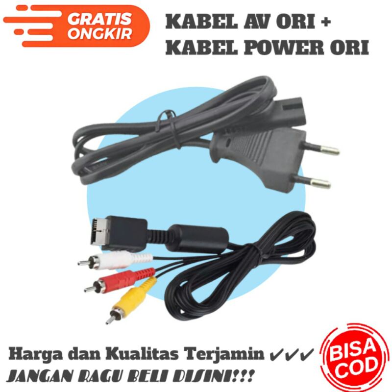 KABEL AV ORI PLAYSTATION + KABEL POWER ORI PS2 PS3/AV ORI/POWER ORI