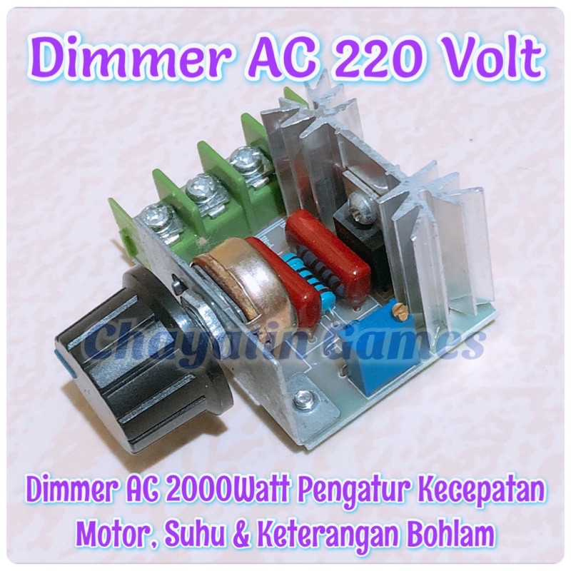 Dimmer AC 220V Daya 2000W Pengatur Kecepatan Motor Suhu &amp; Keterangan Bohlam