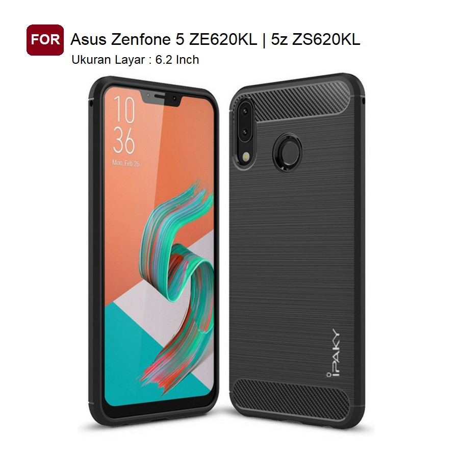 Case Ipaky Carbon Fiber ZENFONE 5 | ZENFONE 5Z | ZENFONE 6 (ZS630KL) Softcase Shockproof TPU Ba