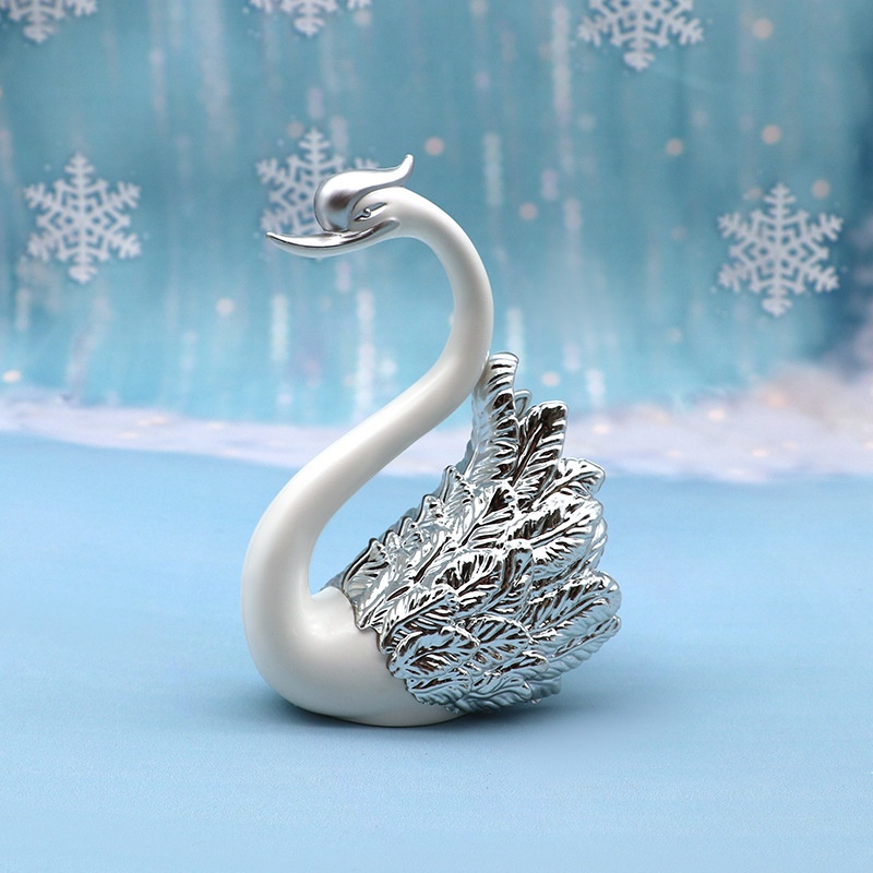 Sepasang Angsa Swan Pajangan Flaminggo Hiasan Wedding Gold Silver Decorasi Ruangan