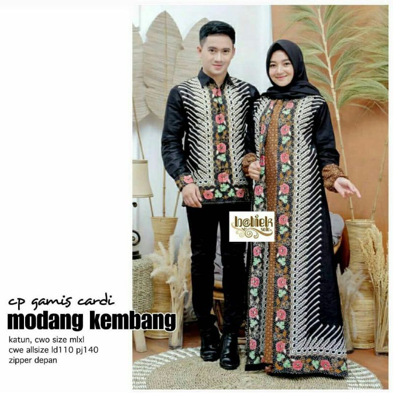 CP GAMIS CARDI MODANG KEMBANG BATIK PEKALONGAN BAJU COUPLE GAMIS