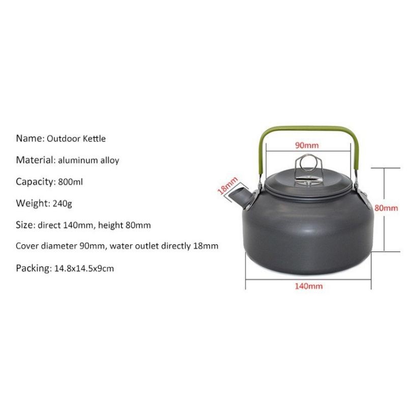 【COD】 Teko Ceret Camping 800 ml` Outdoor Kettle 0.8 Liter` Ketel Teapot DS 08