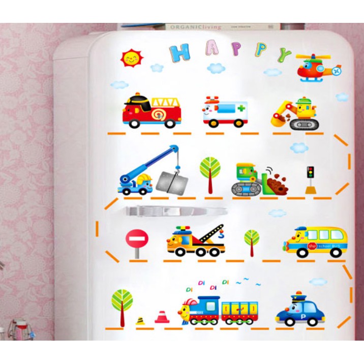 RELIZA WALL STICKER MOBIL TRANSPORTASI TRUCK ANAK CAR KID XY 8105 STIKER DINDING