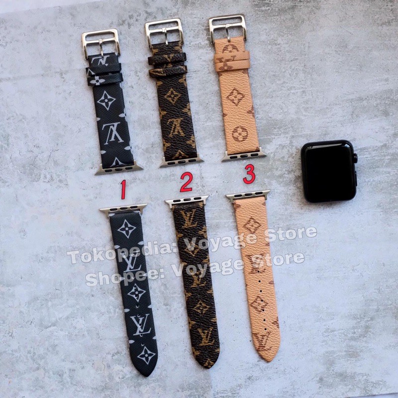 Strap samsung fitbit versa 2 lv pattern kulit leather tali jam 22mm branded lite fashion wanita