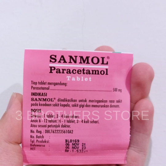 Sanmol Strip isi 4 tablet Sanmol Tablet Parasetamol 500mg Murah Sanbe