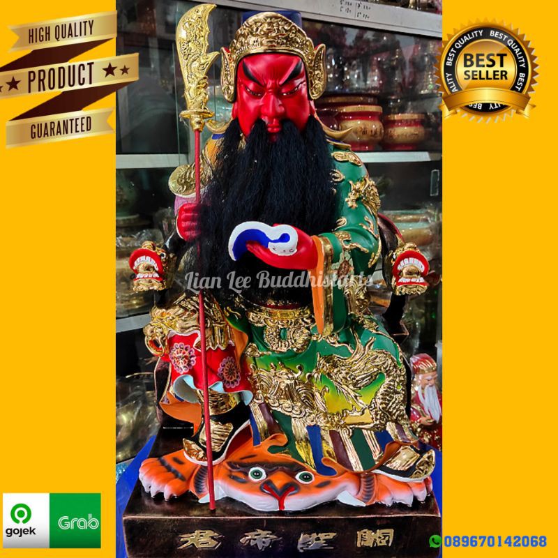 patung dewa kwankong full kayu 16 inch