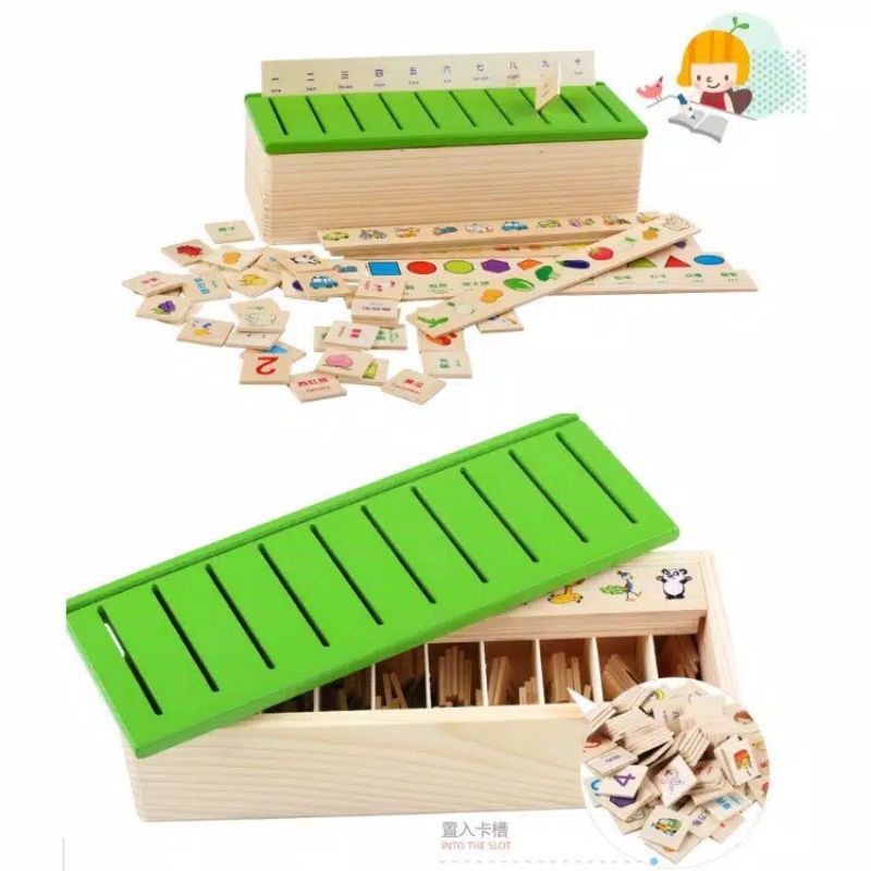 knowledge classification box puzzle montessori mainan anak bayi memory