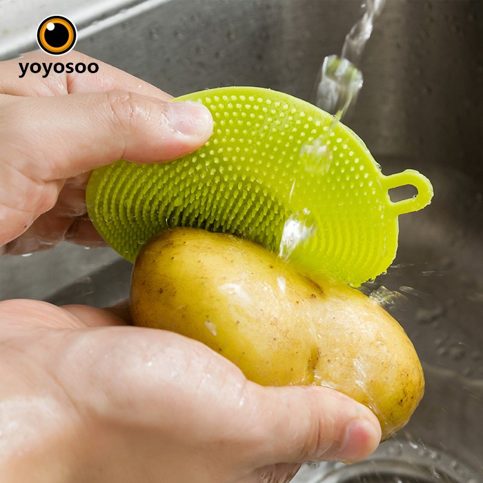 Silicone dish washer Dua sisi Sikat Pencuci Piring Buah dan Sayuran Pembersih -yoyosoo