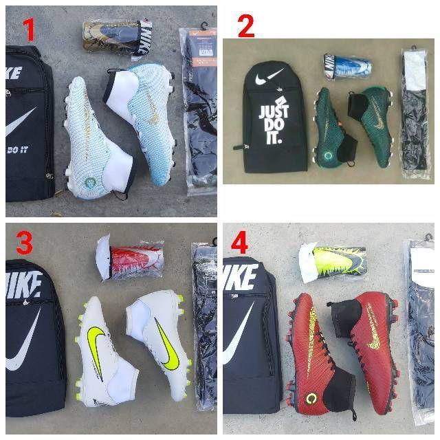 Paket komplit sepatu bola nike boot superfly sepatu sepakbola nike mercurial hypervenom cr7-biru putih cr7