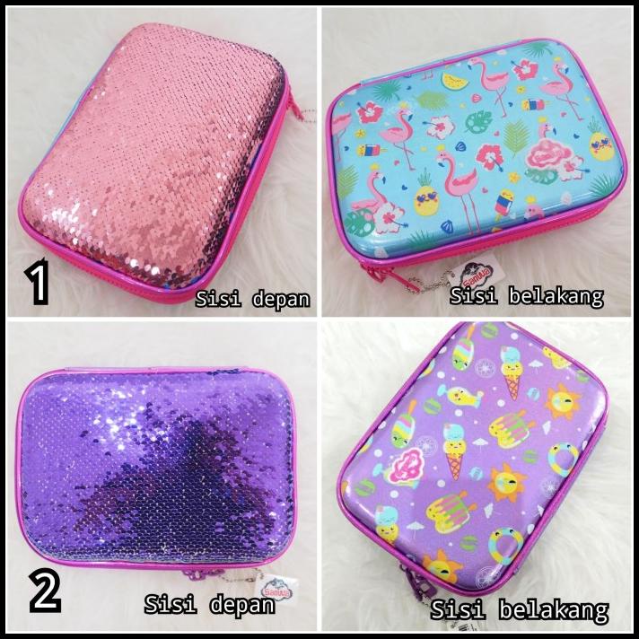 

Vanila | Kotak Tempat Pensil Hardtop Sequin Seperti Smiggle Sanwq Pencil Case