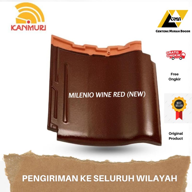 Genteng Kanmuri Kenteng Keramik Atap Rumah Murah Bagus - Type Milenio Wine Red