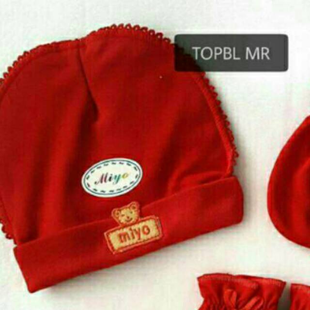 TOPI BAYI BULAT NEWBORN MIYO BABY WEAR  / MIYO WHITE / MIYO RED / MIYO MOTIF / TOPI KUPLUK BAYI (1pc