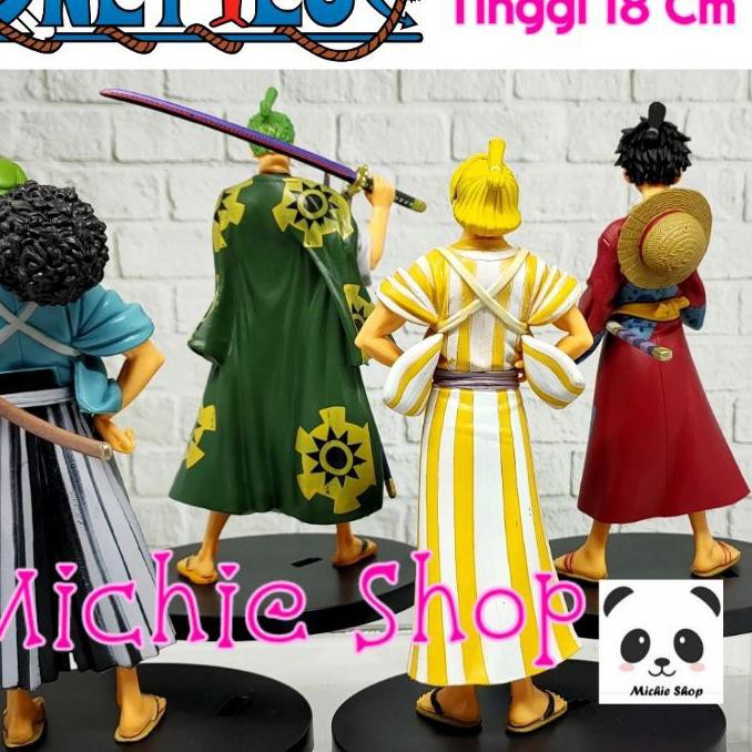 Zif 491 Figure One Piece Set 4 Wano Luffy Zoro Sanji Usop Anime Topper Kue Cake Shopee Indonesia