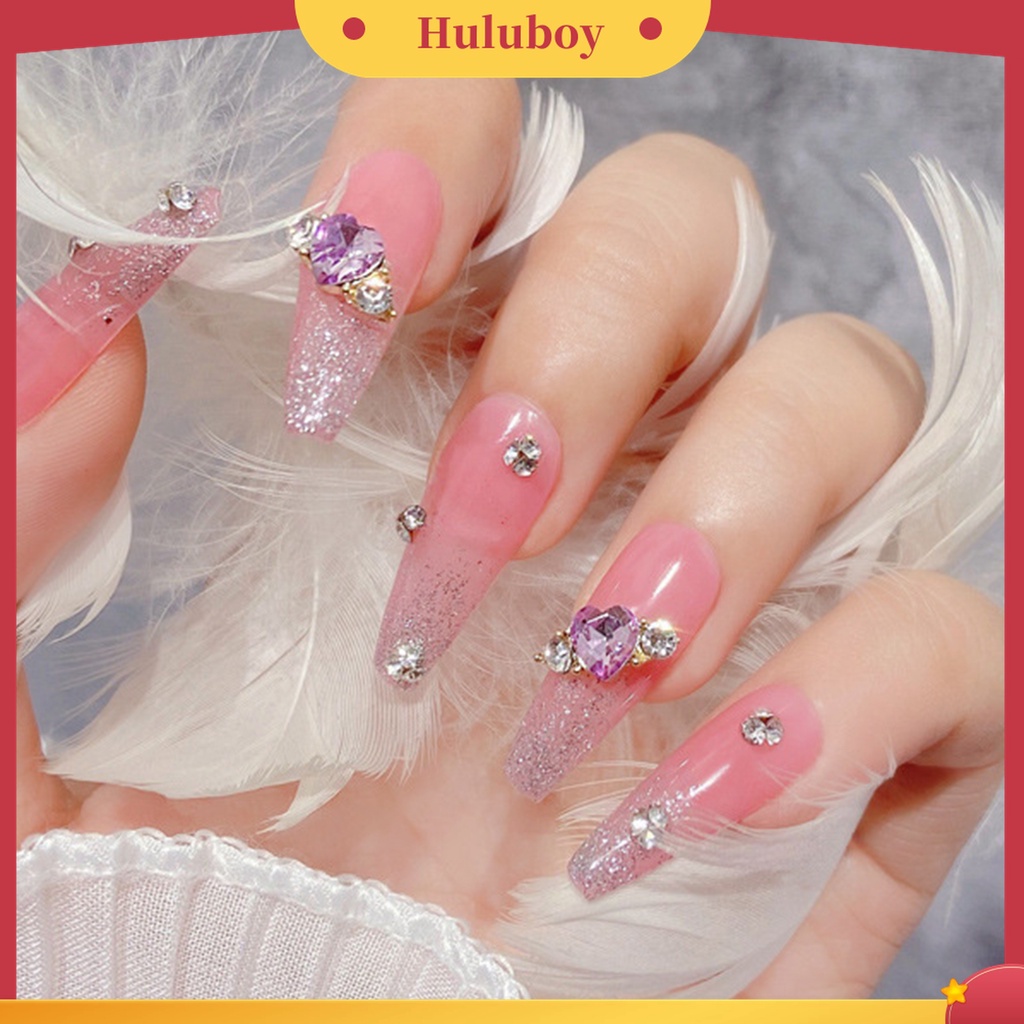 Huluboy Huluboy♡ 10 Pcs Aksesoris Perhiasan Berlian Imitasi Bentuk Hati Bahan Alloy Untuk Dekorasi Manicure Nail Art