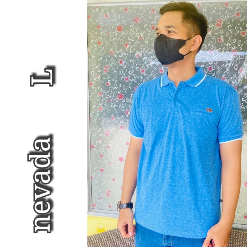 Kaos Nevada Kerah Biru