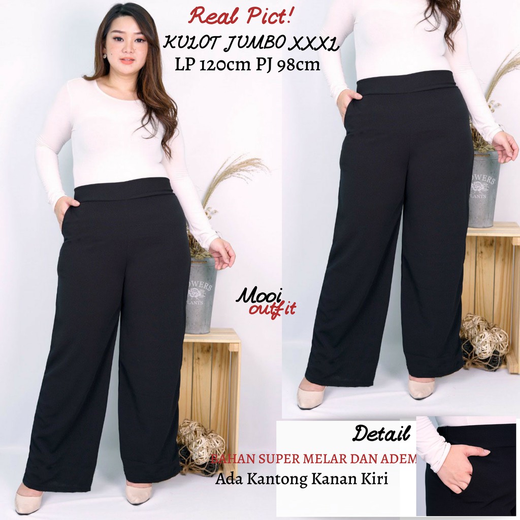 Mooi Outfit - Kulot Jumbo Polos Melar Xxxl Celana Kantor Jumbo Celana Kerja Big Size Celana Santai Jumbo