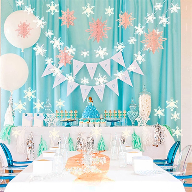 1pc Snowflake Ornaments Decoration With A Length Of About 3M  White Paper  For Xmas House Decoration