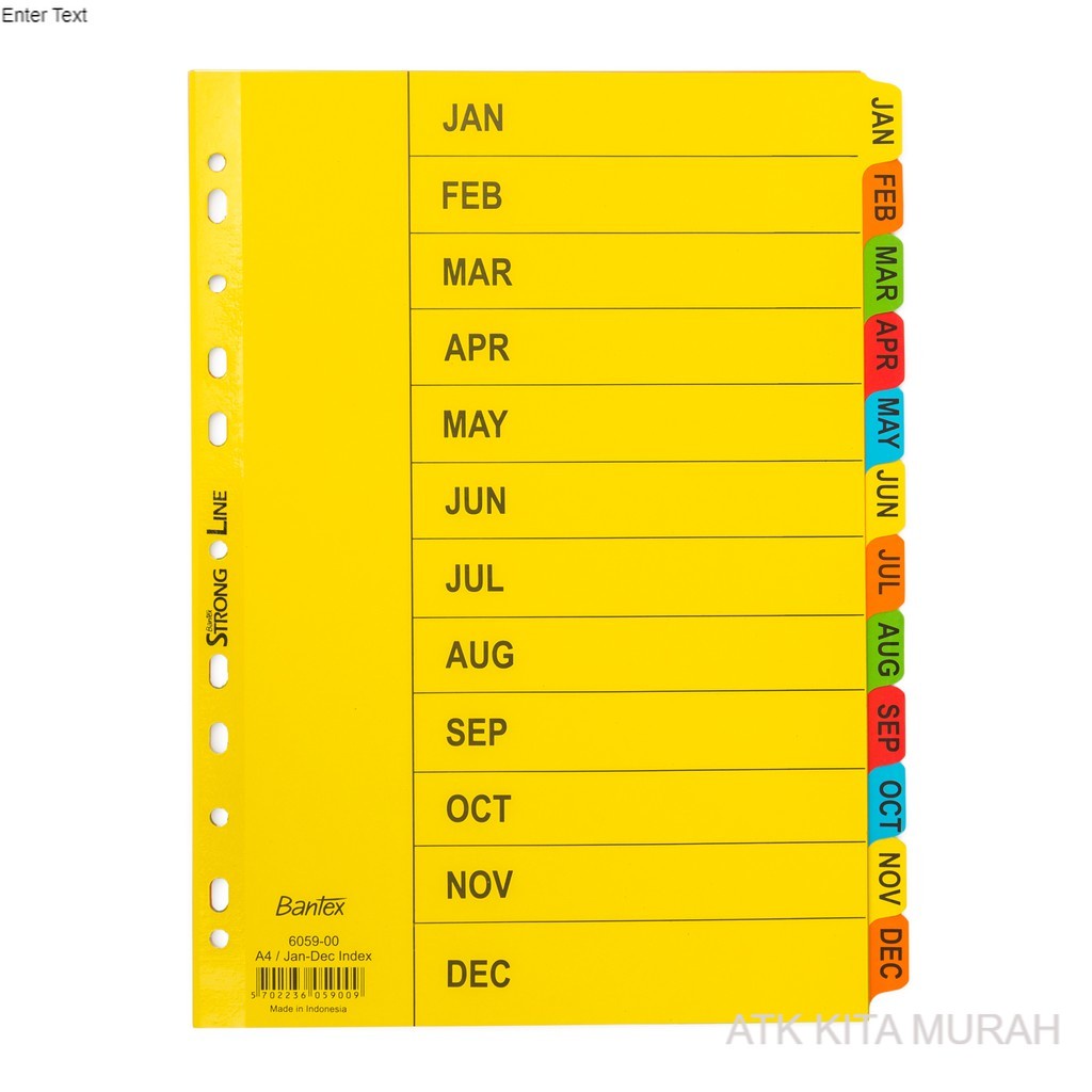 

Divider pembatas Kertas Bantex A4 JanDes- 6059 00