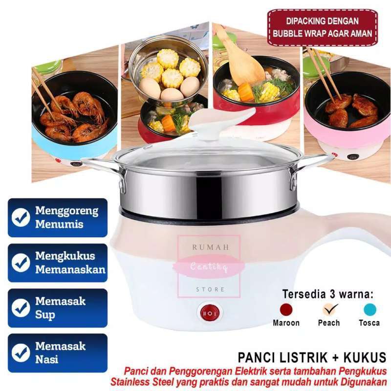 Panci Elektrik Multifungsi Penggorengan kukusan penanak Nasi