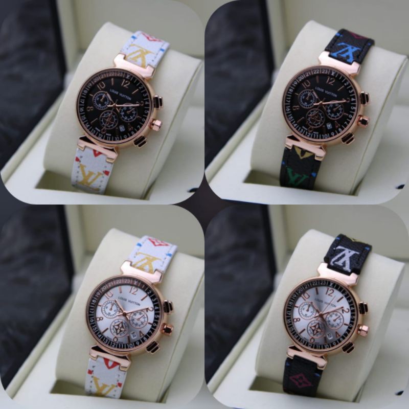 jam tangan terbaru Louis vuitton 3,2cmTali kulitCrono variasi Tgl aktif