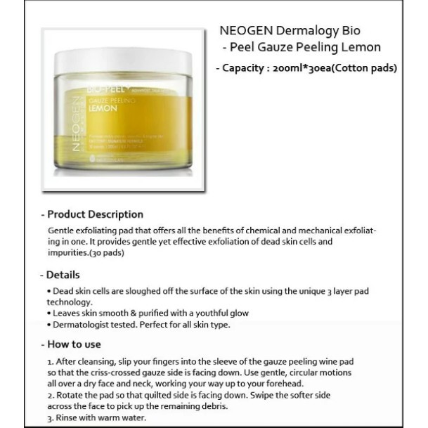 ★ BB ★ NEOGEN DERMATOLOGY Bio Peel Gauze Peeling