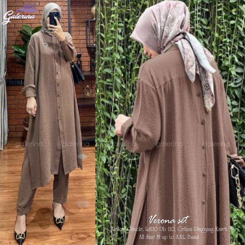 VERONA SET /SETELAN TUNIK TERLARIS & TERMURAH /SETELAN AIRFLOW/