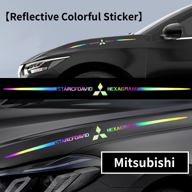 Stiker Logo Mitsubishi Reflektif Laser Warna-Warni Untuk Mobil