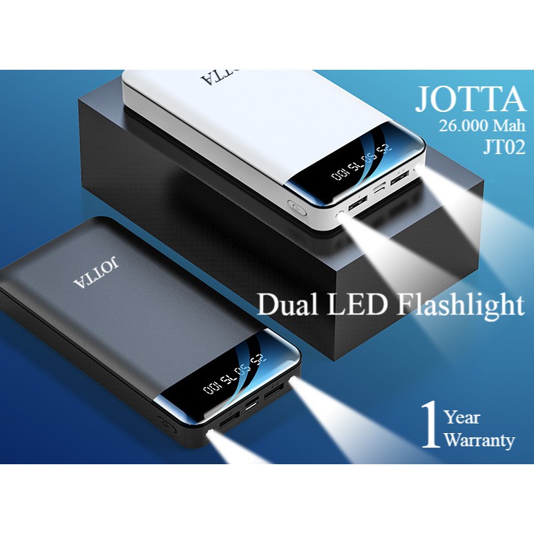 TERMURAH REAL 100%- Powerbank JOTTA JT02 Kapasitas 26.000 Mah Dual LED Dual USB Garansi 1 tahun